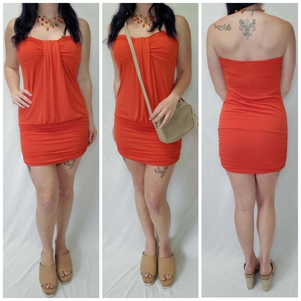A'GACI Strapless Side Ruched Mini Dress